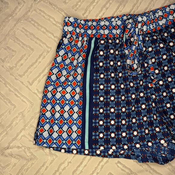 🍁 BeBop Red White Blue Patriotic Geometric Tie Waist Shorts | S - Picture 3 of 5